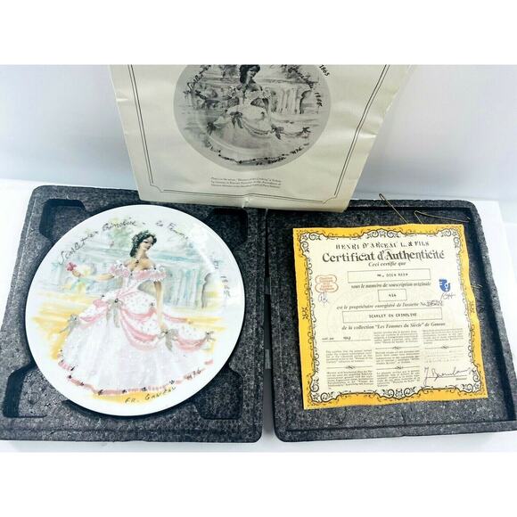 Limoges Scarlet In Crinoline The Inaccessible Woman 1865 Collector’s Plate w box - Picture 2 of 7